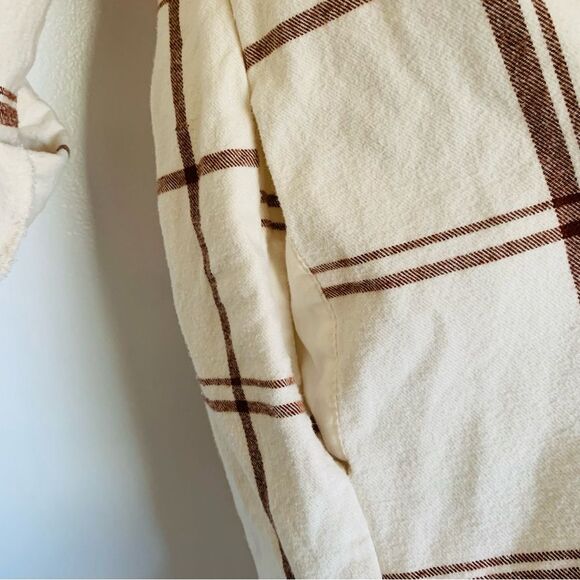 Universal Thread Cute Cream & Brown Plaid Flannel Dress/Shacket with Pockets | M - Picture 5 of 9